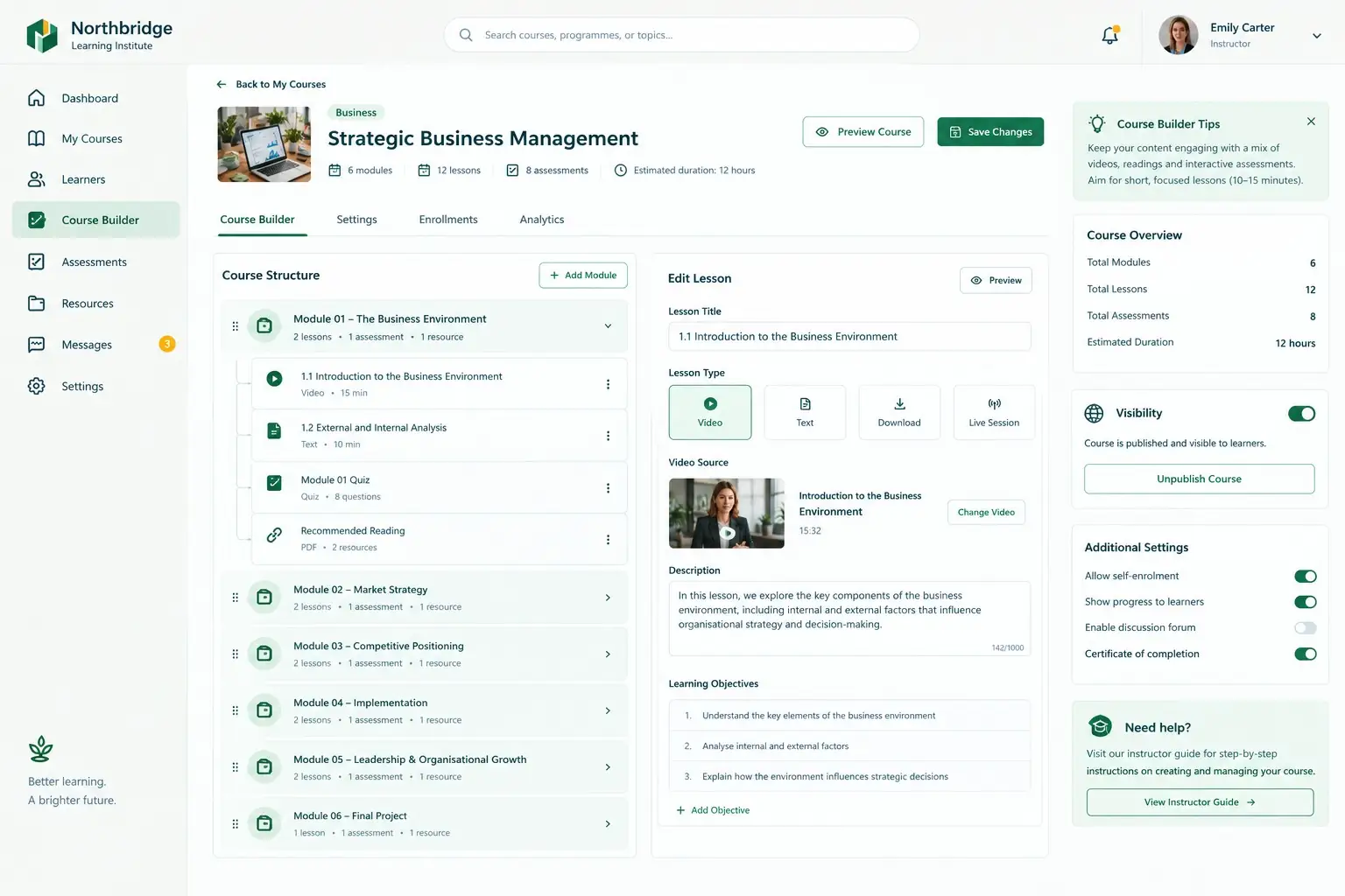 Northbridge Learning Institute project screenshot 8