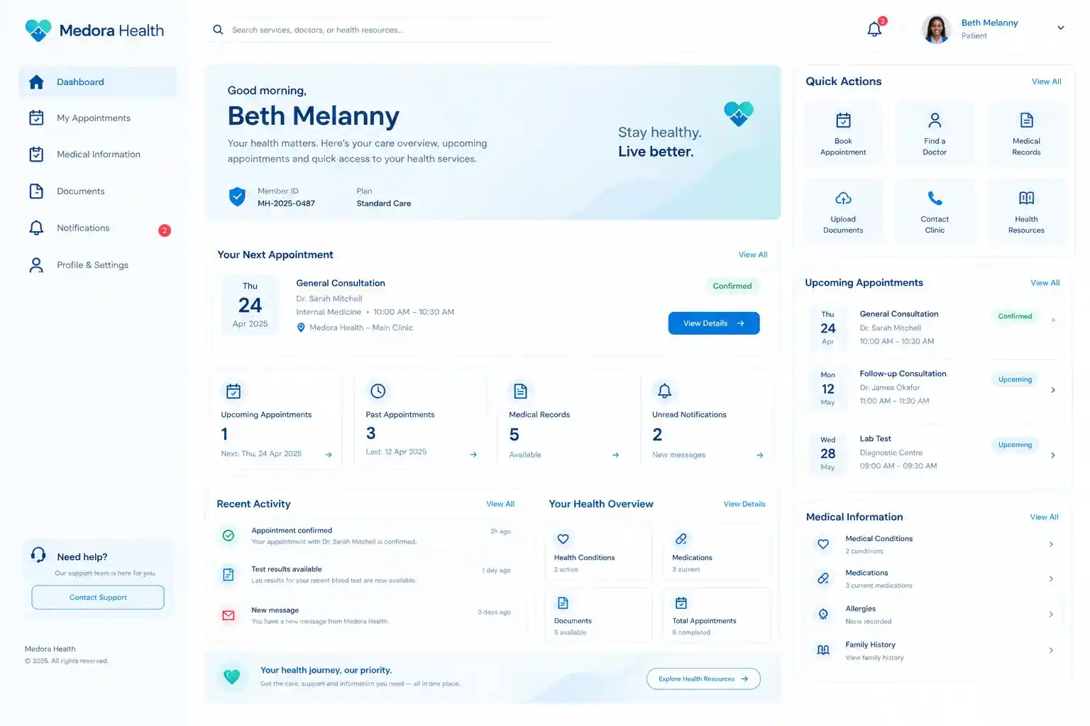 Medora Health project screenshot 6
