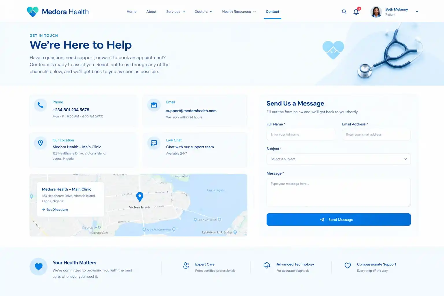 Medora Health project screenshot 2